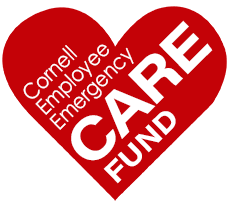 red heart with text: "Cornell Employee Emergency CARE Fund"